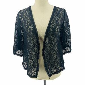 Pout Sexy Black Floral Lace Top Open Front Lingerie Small